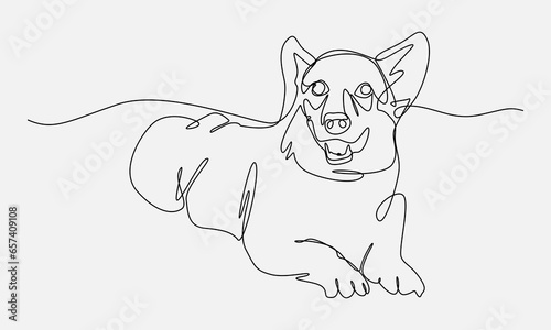 continuous line drawing of german shepherd dog full body. editable stroke. vector illustration