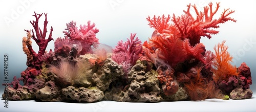 Canvas Print Eutrophication caused the overgrowth of algae on the previously beautiful coral