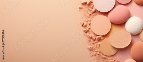 copy space image on isolated background with makeup sponges photo
