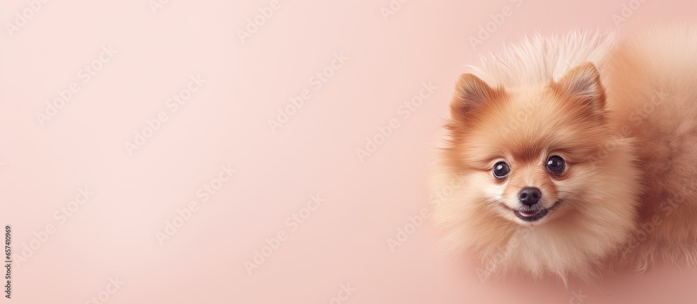 Obraz premium small dog breed isolated pastel background Copy space