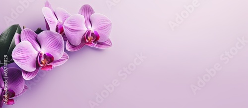 Singular purple flower isolated pastel background Copy space