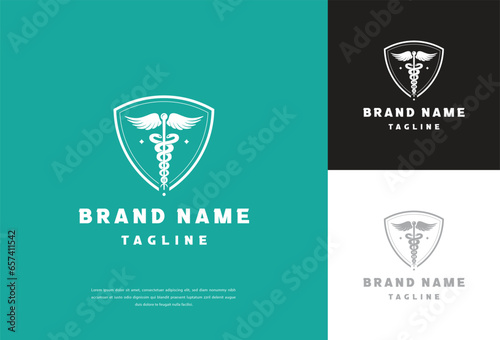 Snake medical icon, caduceus vector sign Emergency Medicine Symbol - Star of Life

