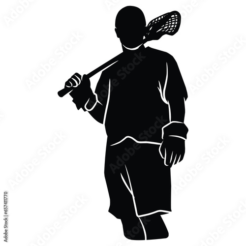 hand drawn silhouette of a lacrosse player. graphic assets in the form of shadows of lacrosse players that can be used for background designs