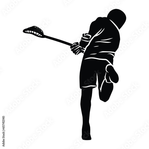 hand drawn silhouette of a lacrosse player. graphic assets in the form of shadows of lacrosse players that can be used for background designs