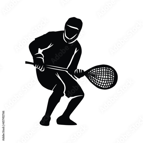 hand drawn silhouette of a lacrosse player. graphic assets in the form of shadows of lacrosse players that can be used for background designs