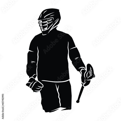 hand drawn silhouette of a lacrosse player. graphic assets in the form of shadows of lacrosse players that can be used for background designs