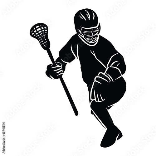 hand drawn silhouette of a lacrosse player. graphic assets in the form of shadows of lacrosse players that can be used for background designs
