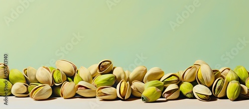 Shell less pistachio isolated pastel background Copy space photo