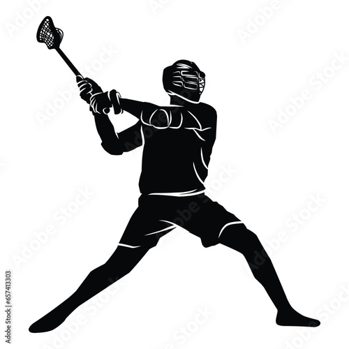 hand drawn silhouette of a lacrosse player. graphic assets in the form of shadows of lacrosse players that can be used for background designs
