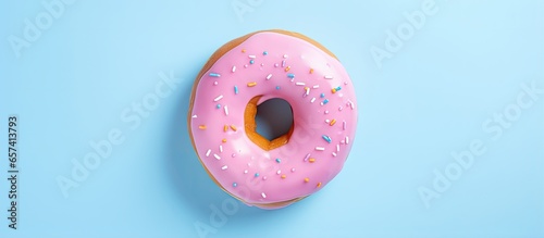 Sugary donut isolated pastel background Copy space