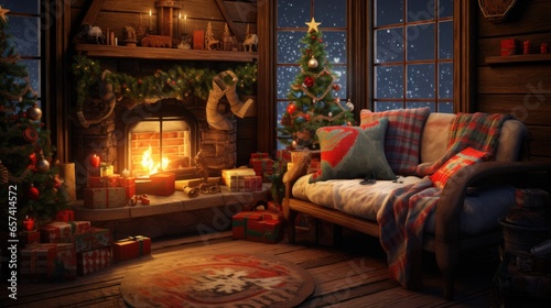 Christmas themed background, cozy, friendly, jolly photo