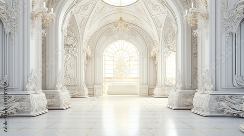 Indoor Architecture: Ancient Palace Interior with Historic Marble Flooring © tydeline