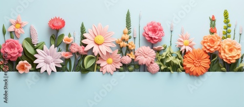 Potted flowers isolated pastel background Copy space