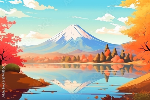 anime style background, mountain view