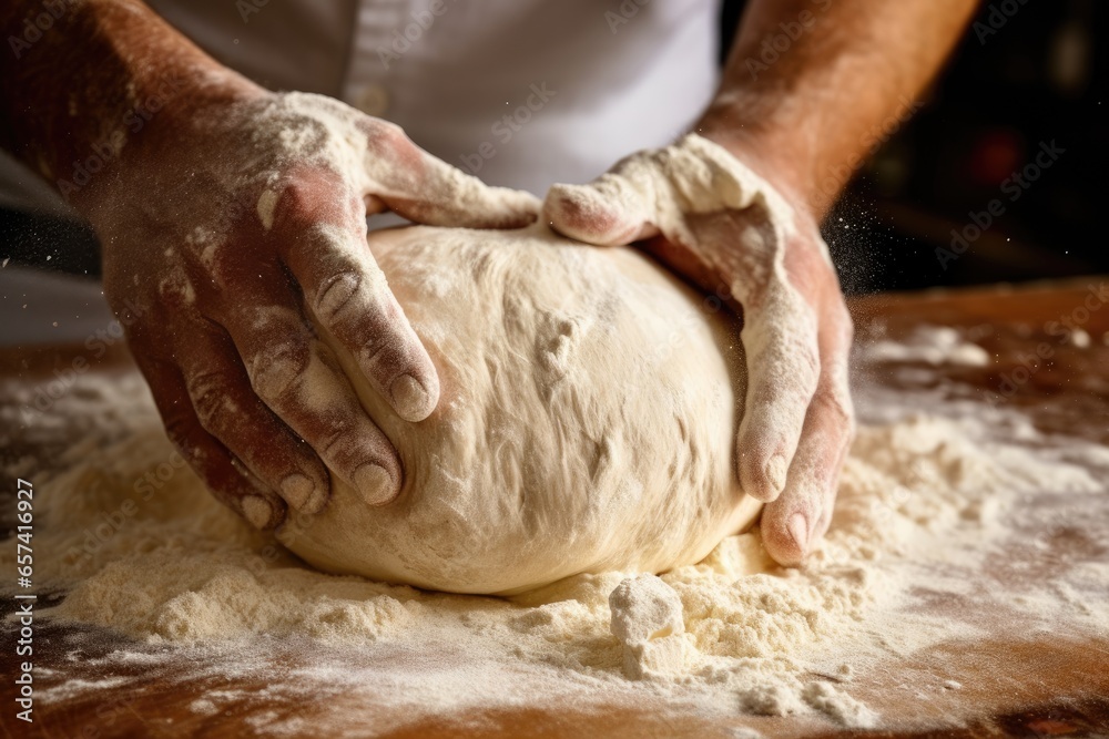 A pizza dough is being kneaded. Generative AI