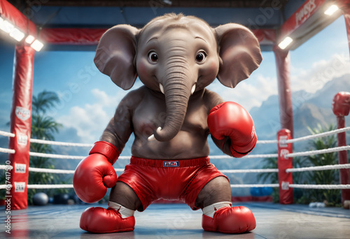 Elephant in boxing gloves o...