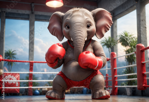 Elephant in boxing gloves o...