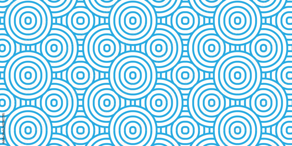 Seamless geometric ocean spiral pattern and abstract circle wave lines. blue seamless tile stripe geomatics overlapping create retro square line backdrop pattern background. Overlapping Pattern.