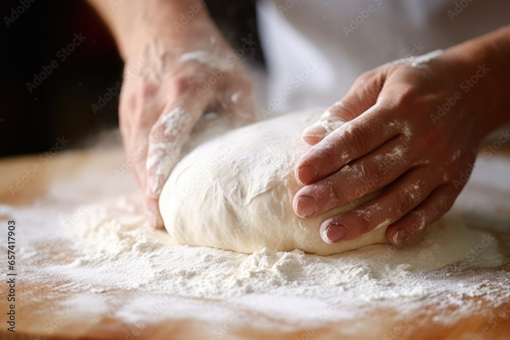 A pizza dough is being kneaded. Generative AI