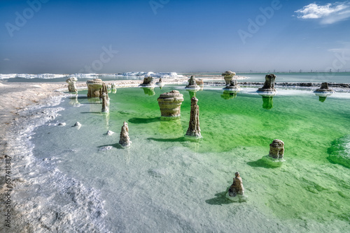 The Qarhan Playa salt lake at Qinghai Province, China. photo