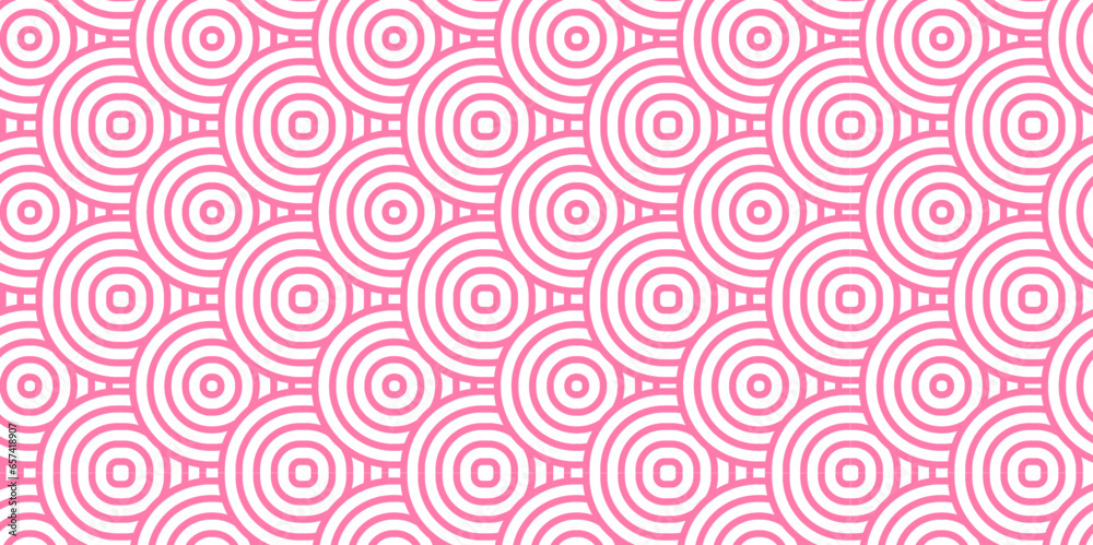 Seamless geometric ocean spiral pattern and abstract circle wave lines. pink seamless tile stripe geomatics overlapping create retro square line backdrop pattern background. Overlapping Pattern.