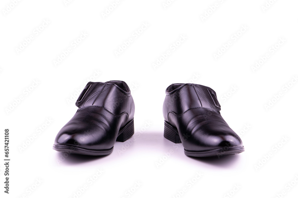 Black leather fashion men's shoe isolated on white background with clipping path Black leather fashion men's shoe isolated on white background with clipping path