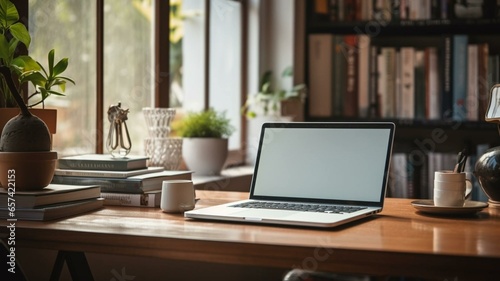 desk with laptop