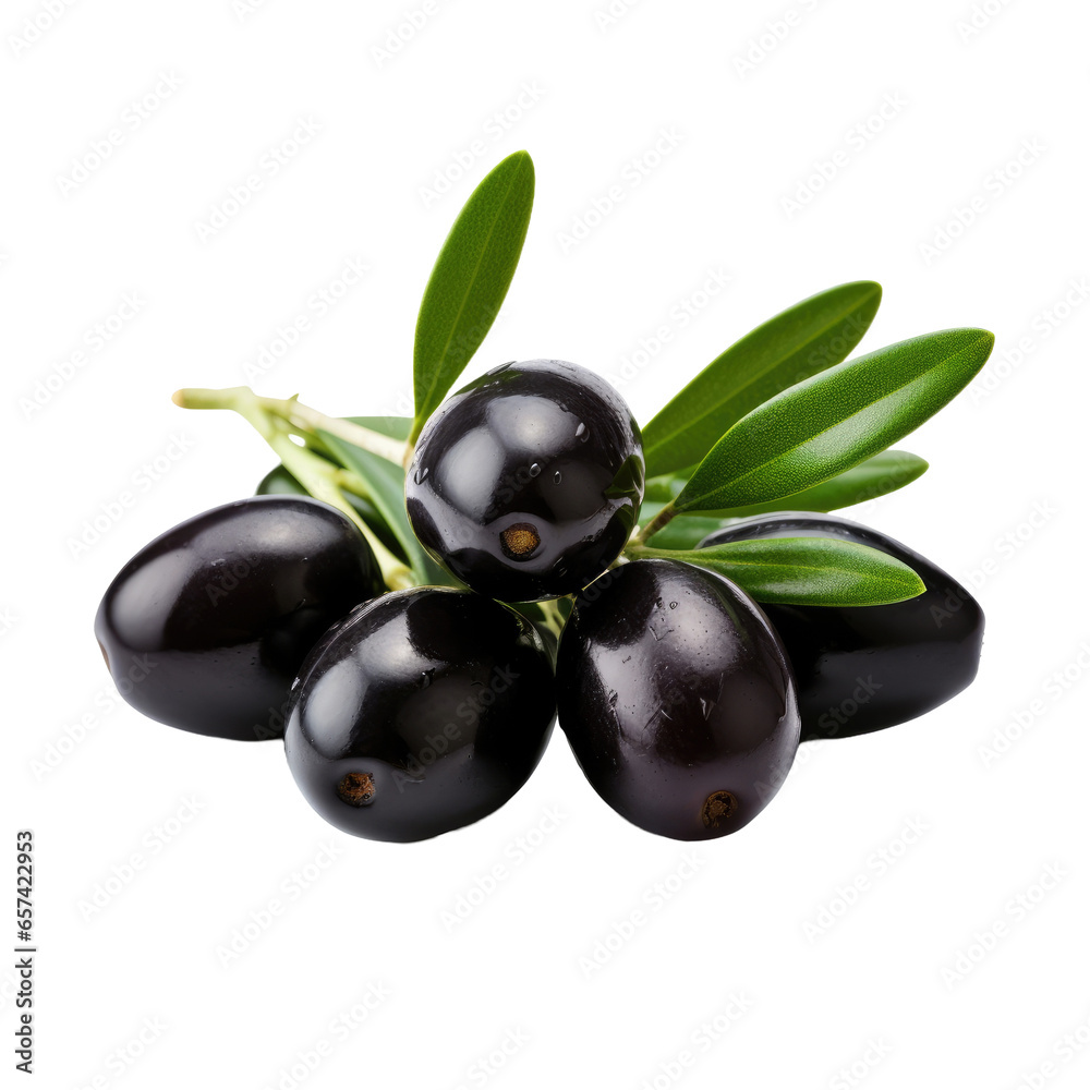 Olives with leaves on transparent background Olives with leaves on transparent background
