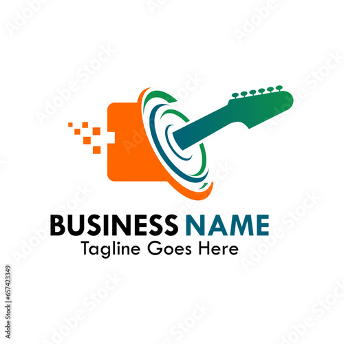 Music digital design logo template illustration