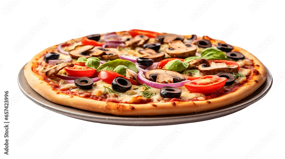 Pizza Végétarienne (nourriture italienne), focus en gros plan, avec transparence sans background Pizza Végétarienne (nourriture italienne), focus en gros plan, avec transparence sans background