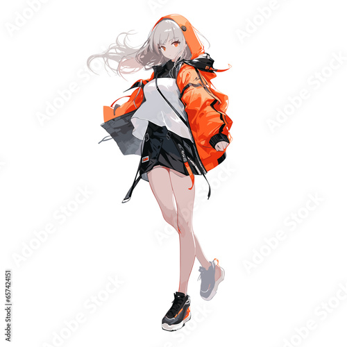 Anime Girl On White Background