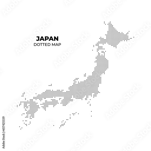 black halftone dotted japan map illustration vector