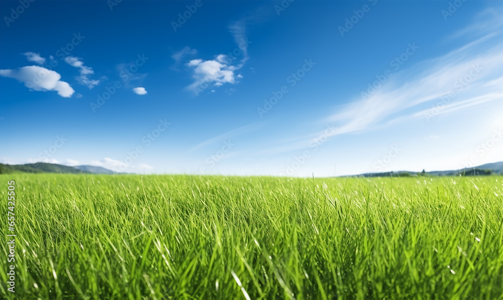 Panoramic view of a lush green field