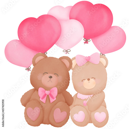 Fuzzy Valentine Teddy bear, for decoration invitation and greetings © Cherrita07