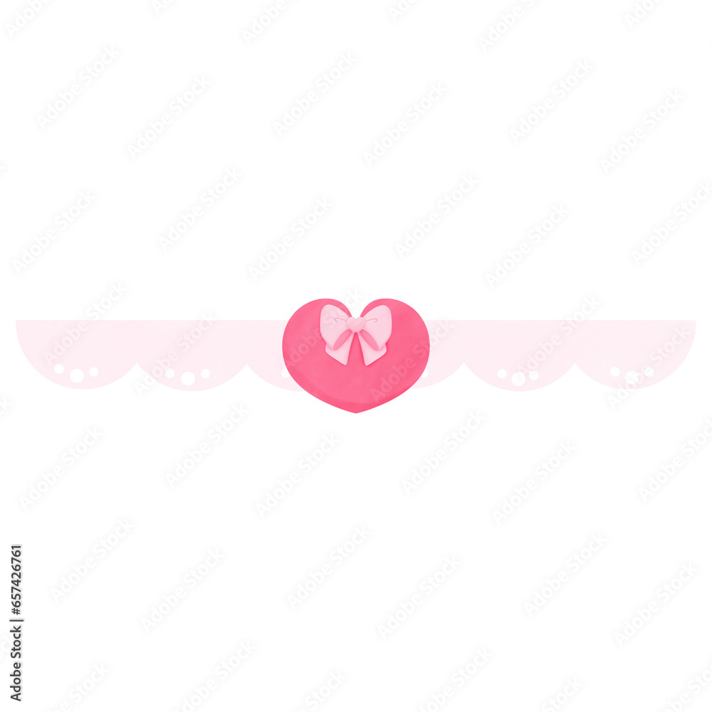 Valentine pink bow border, for decoration invitation and greetings