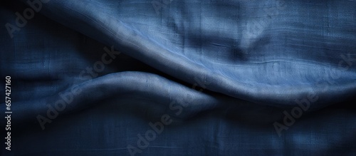 Navy blue linen textured fabric With copyspace for text