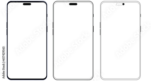 Set of Realistic smartphone mockup. Mobile phone mockup similar to i-phone with blank screen, Vector illustration.
