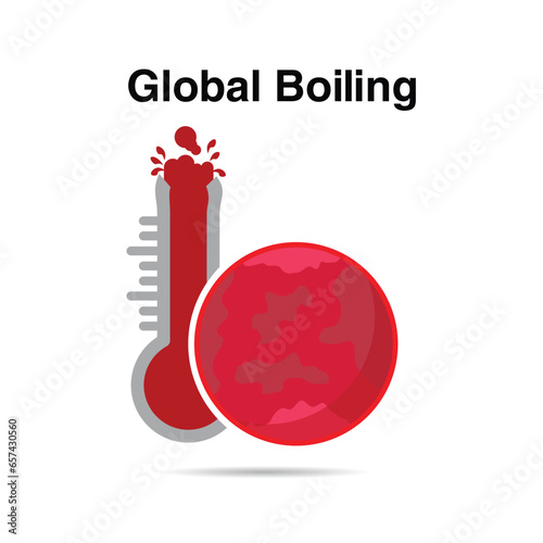 vector illustration of a globe and red temperatures. the concept of hot weather that is hitting the earth. global boiling