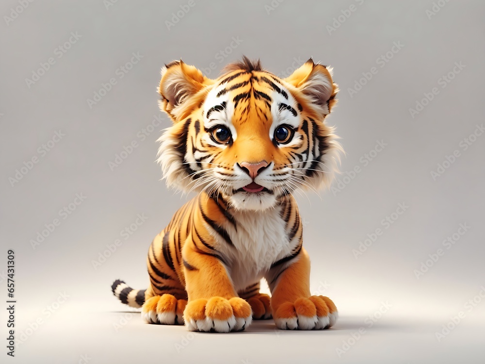 Obraz premium Cute Tiger cartoon on white background