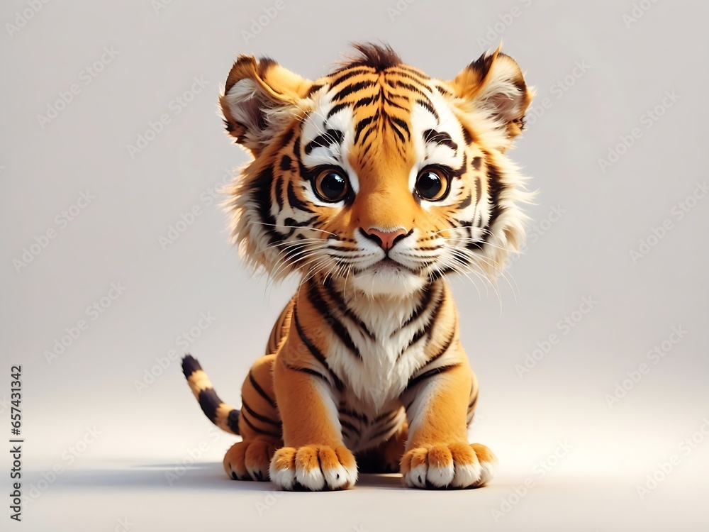 Cute Tiger cartoon on white background