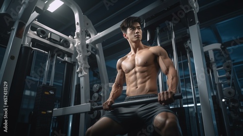 Portrait of young sporty playing in gym. Happy athletic fit muscular couple in fitness center.