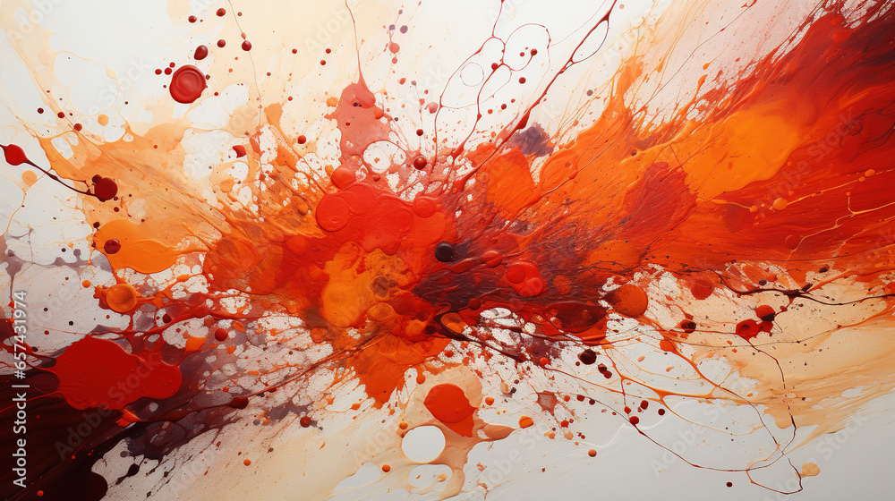 Splashes of Vibrant Red Stains Abstract Patterns on a Pristine White Background Splashes of Vibrant Red Stains Abstract Patterns on a Pristine White Background