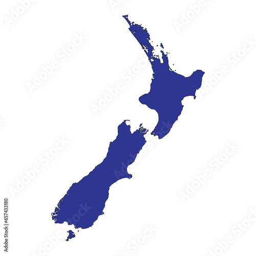 Flat Map of New Zealand Vector Icon Illustration New Zealand Map