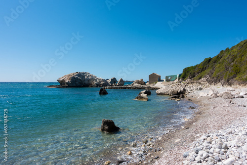 Fototapeta Naklejka Na Ścianę i Meble -  The beautiful coastline in Mathraki, one of the Diapontia islands northwest of Corfu, Greece