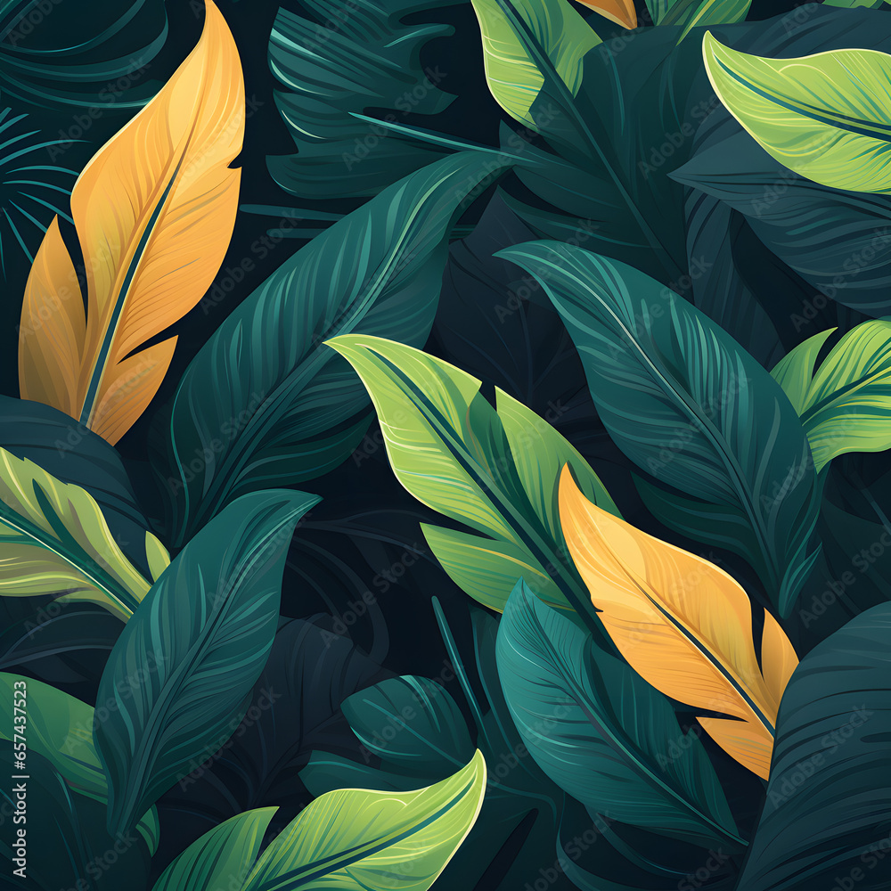 Organic flat tropical leaves background 