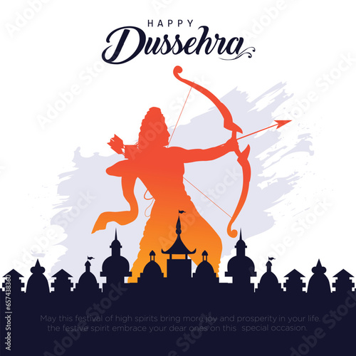 Happy Dussehra festival of India. of Lord Rama killing Ravana. vector illustration design photo