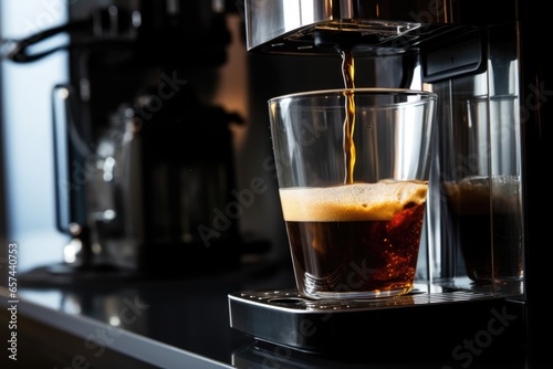 a robusta pouring from a home coffee machine into a mug
