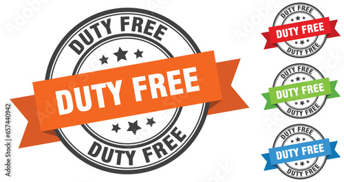 duty free stamp. round band sign set. label