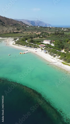 Drone view of Kournas Lake in Crete, Greece