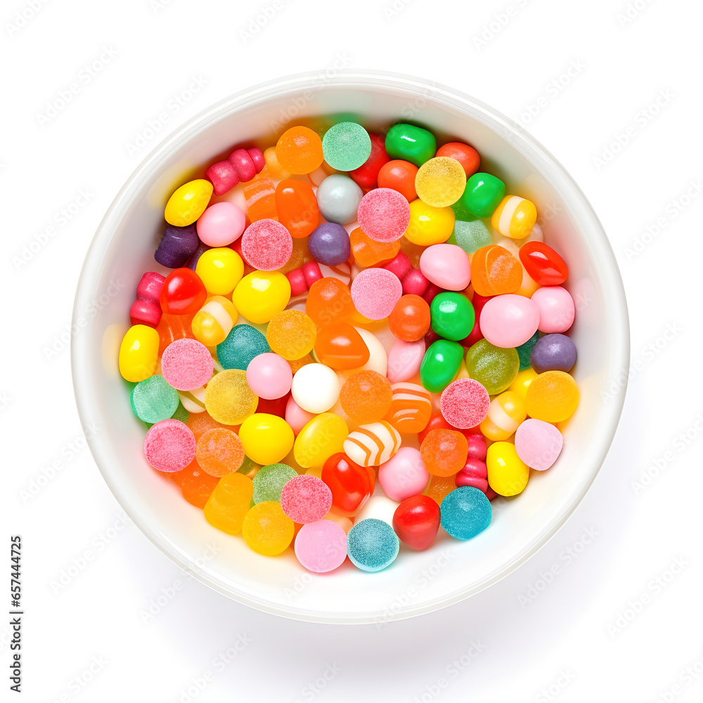 delicious bowl of colourful candies isolated on white background delicious bowl of colourful candies isolated on white background